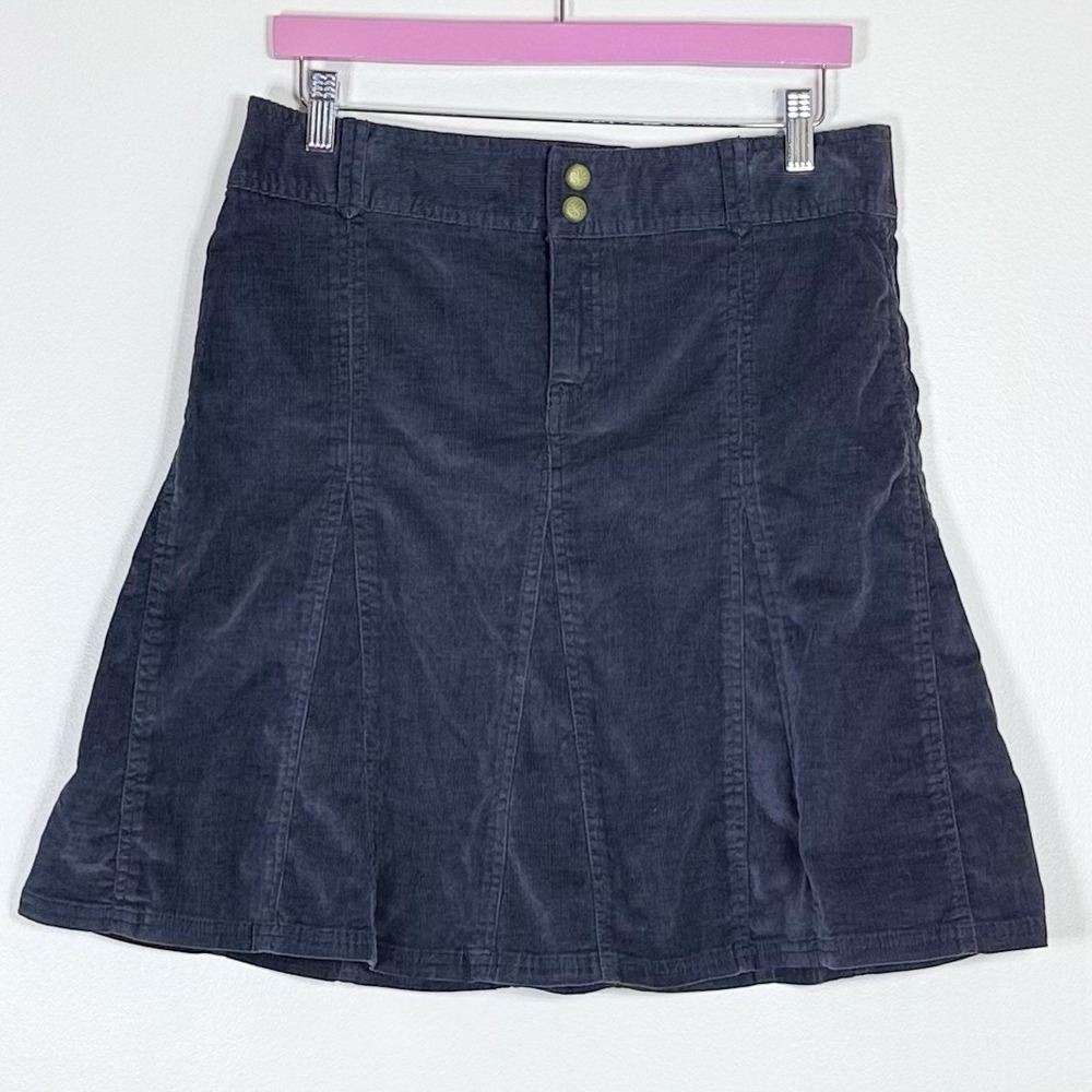 Athleta Womens Whenever Corduroy Skirt Size 6 Navy Blue Fit Flare Academia Fall